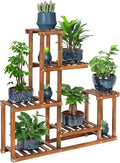 Wood Plant Stand Indoor Outdoor Multi Tiered Plant Shelf Holder | Corner High by COOGOU