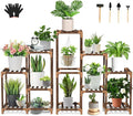 Wood Plant Stand Indoor Outdoor Corner Plant Shelf Stand, 5 Tiered 10 Potted by Uneedem