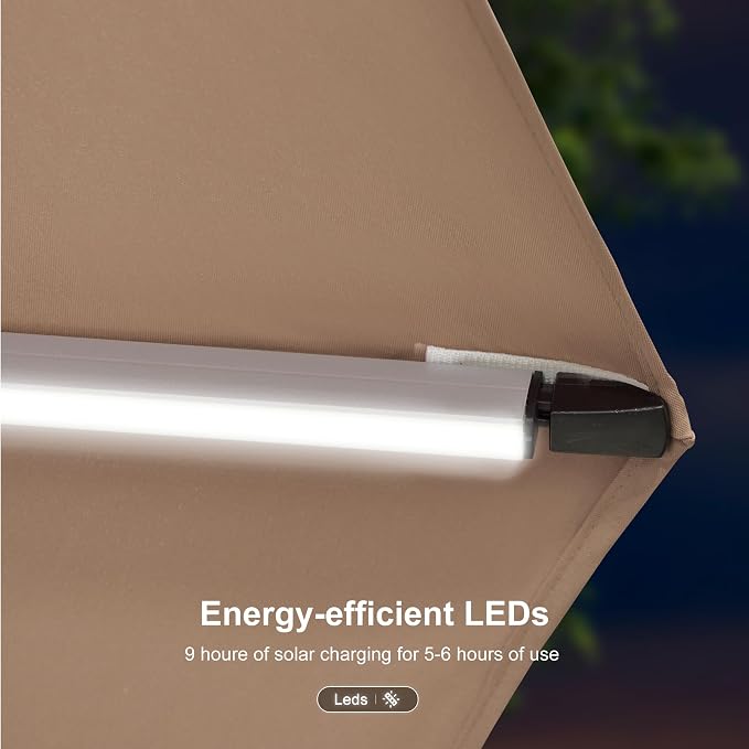 PURPLE LEAF Cantilever Umbrella 12ft Solar LED Light Double Top, Support to - Image 6