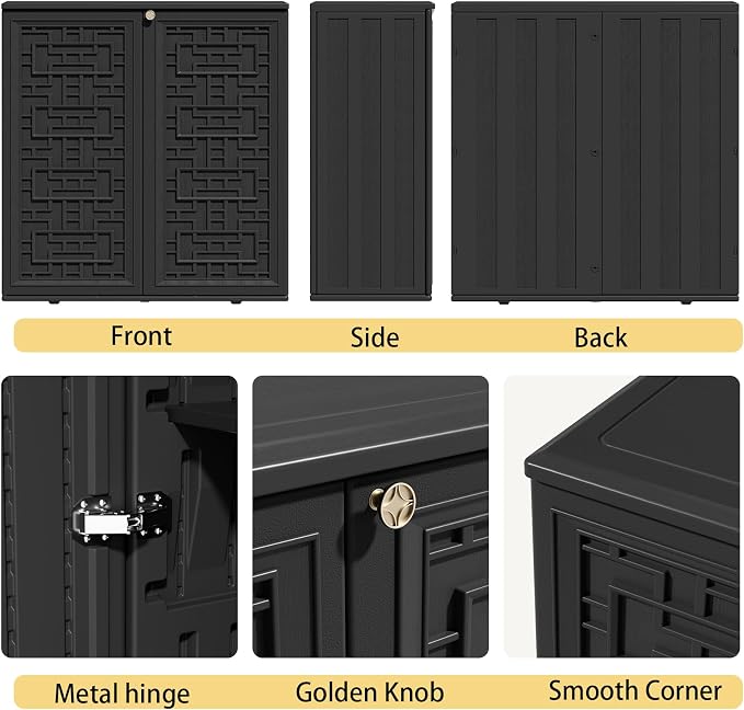 ZZM HDPE Outdoor Storage Shed, Outdoor Plastic Storage Cabinet, Horizontal - Image 5