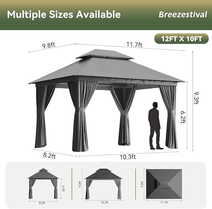 12'x10' Gazebo, Metal Frame Canopy - Image 2