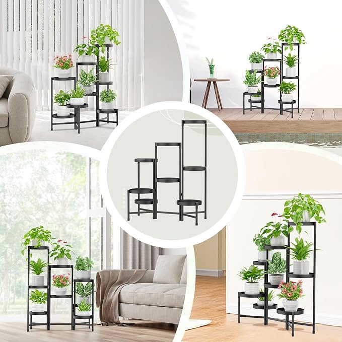 iDavosic.ly Plant Stand Indoor Outdoor, 8 Tier Metal Corner Shelf, Folding - Image 5