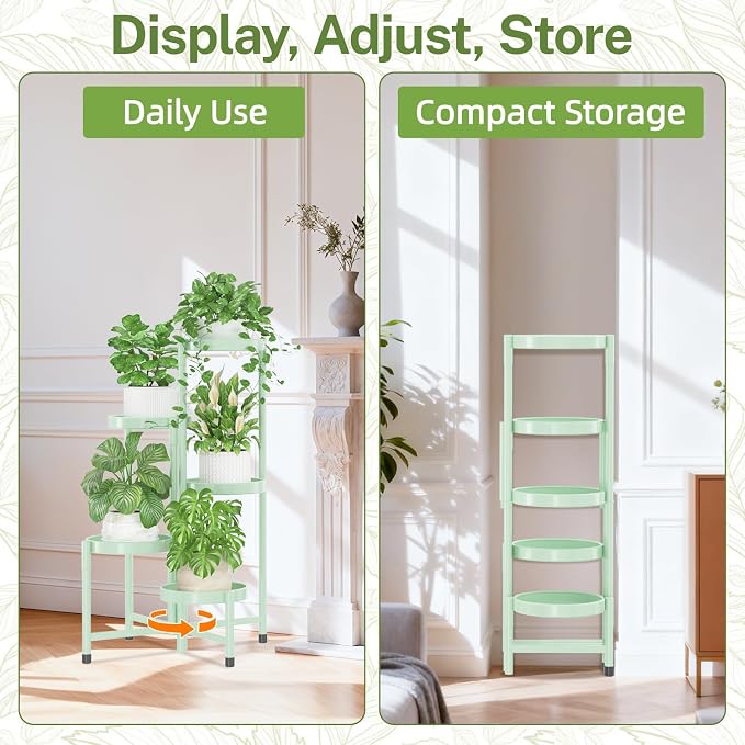 iDavosic.ly Plant Stand Indoor Outdoor, 5 Tier Metal Corner Shelf, Folding - Image 8