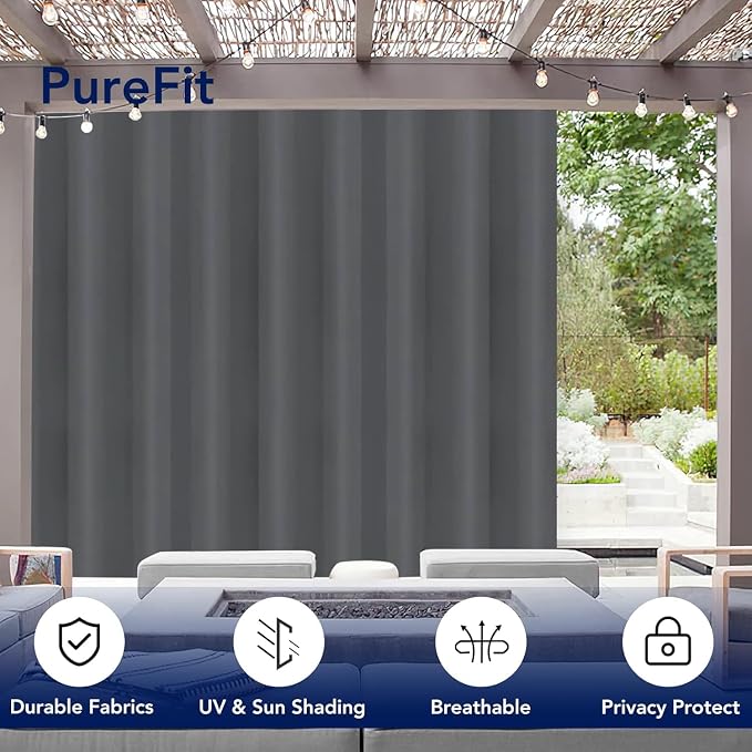 PureFit Outdoor Curtains for Patio Waterproof Weatherproof Outside Curtains | - Image 3