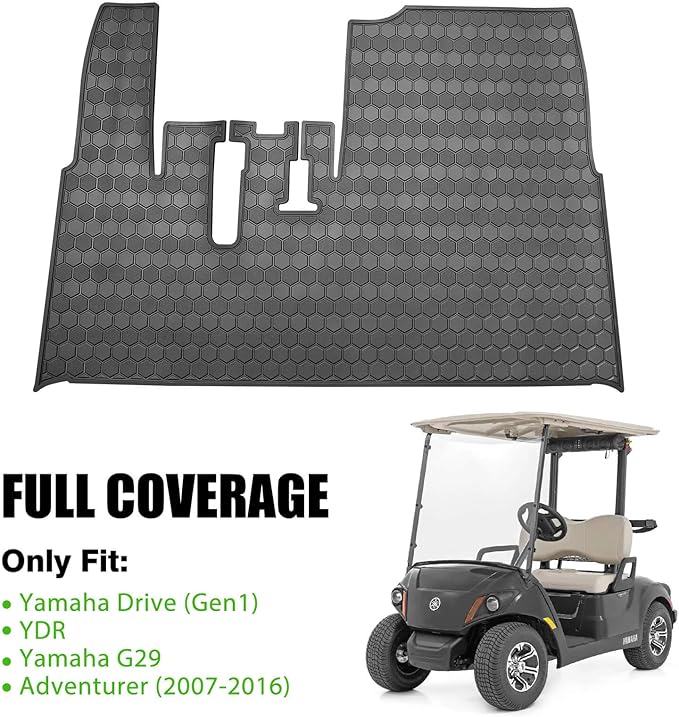 Golf Cart Floor Mat for Yamaha G29 Drive, Upgraded Non-Slip Full Coverage Liner Mats Replacement Thick Rubber, Hexagonal Pattern