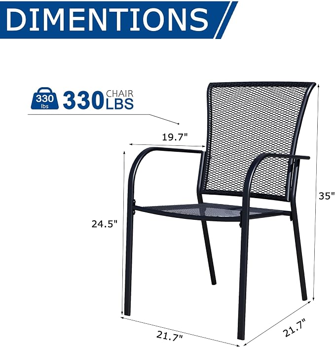 Patio Dining Chairs Set of 4, Metal Mesh Patio Furniture Set - Image 2