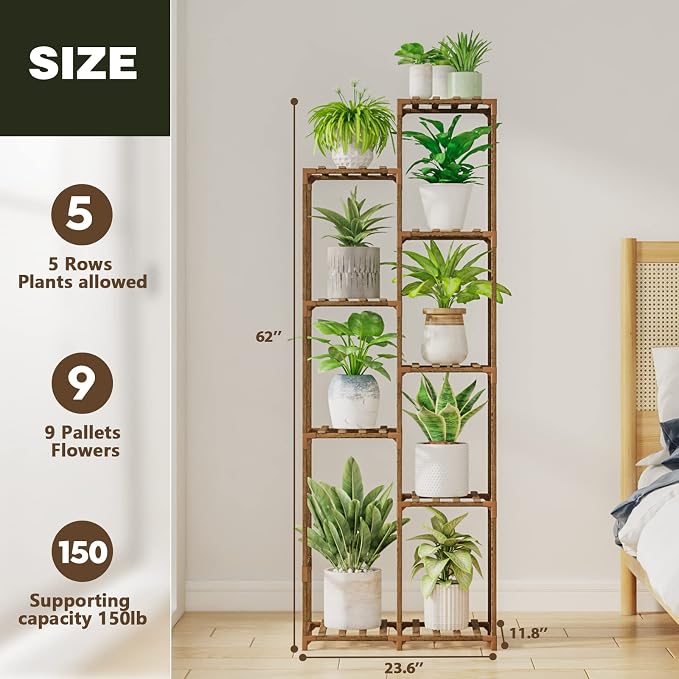 Bamworld 62 " Tall Plant Stand for Indoor Plants Outdoor Corner Plant Shelf | - Image 6