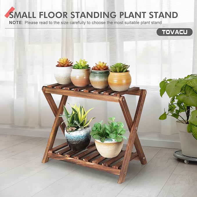Small Plant Stand Shelf 2 Tier Desk Table Top Flower Succulent Stand | Indoor - Image 6
