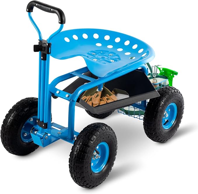 Rolling Garden Cart with Workseat by EnjoytheOutdoors