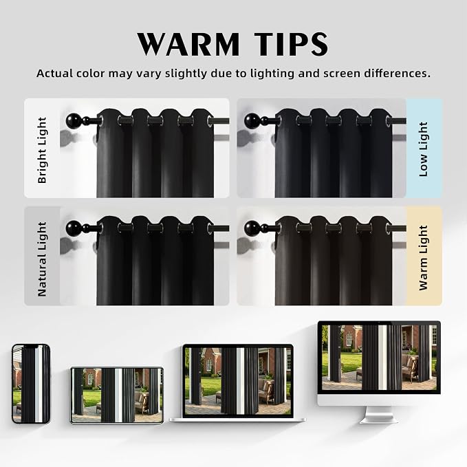 Set of 6 Outdoor Curtains for Patio Waterproof, Breathable Grommet Panels for - Image 5