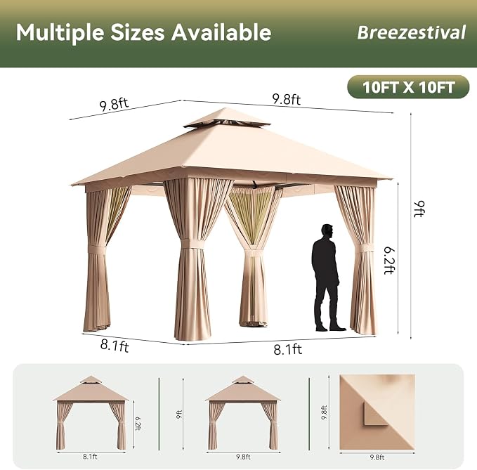 10'x10' Gazebo, Metal Frame Canopy - Image 2