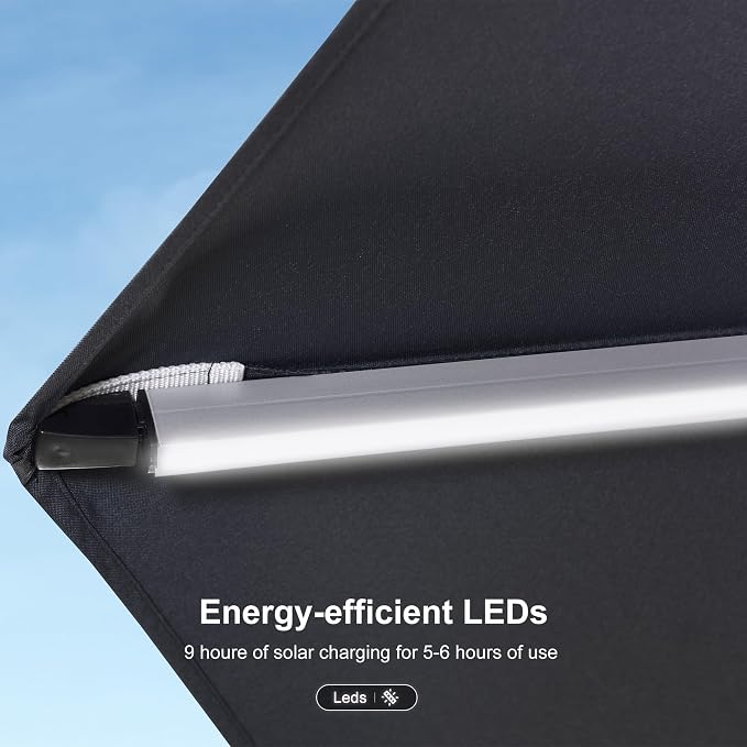 PURPLE LEAF Cantilever Umbrella 12ft Solar LED Light Double Top, Stays bright - Image 8