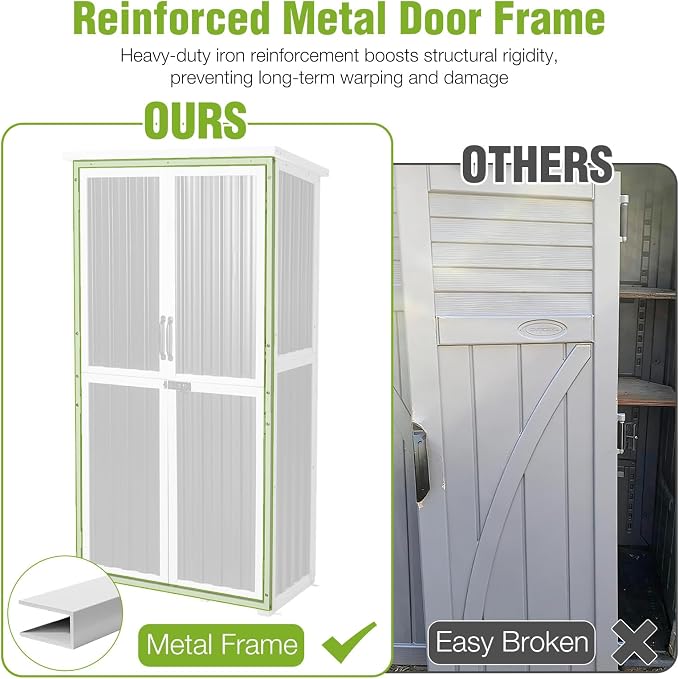 GUTINNEEN Outdoor Tool Cabinet, Heavy Duty Wood & Metal Frame Garden Storage - Image 4
