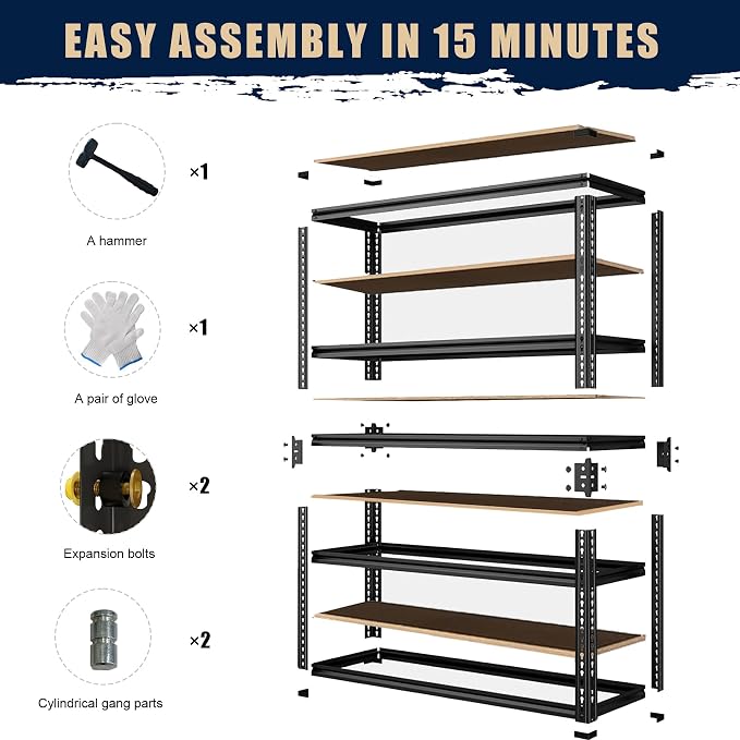 Heavy Duty Storage Rack, 35.55''×16''×72'' Outdoor Storage Shelves, Free - Image 7