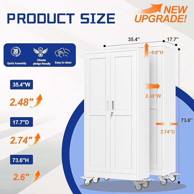 GAIOUS 73.6” Tall Metal Garage Storage Cabinet - Image 2