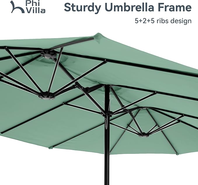 PHI VILLA 15ft Large Outdoor Patio Umbrella - Image 8