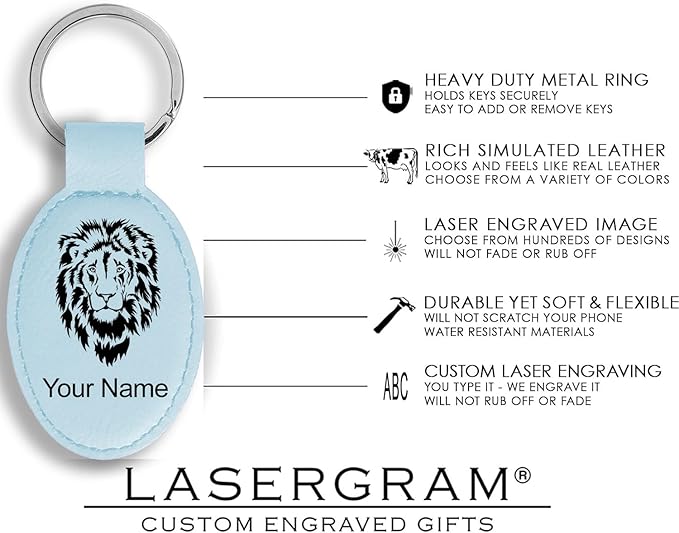LaserGram Oval Keychain, Golfer Golfing, Personalized Engraving Included (Light Blue)