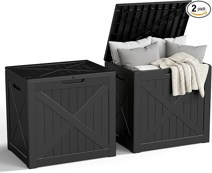 31 Gallon Outdoor Storage Box, Large Resin Deck Box by ASKPASS