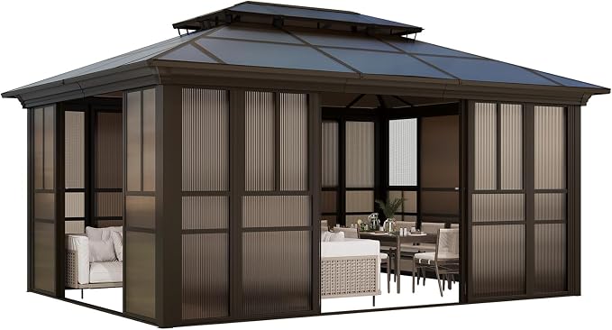 12x16 Sunroom Gazebo, Enclosed Outdoor Solarium - Image 7