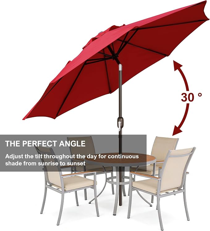 9' Outdoor Patio Umbrella, Outdoor Table Umbrella, Yard Umbrella, Market - Image 2