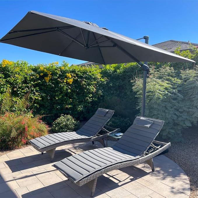 PURPLE LEAF Patio Umbrella Outdoor 10' x 10' Square Easy Setup Light Grey | by PURPLELEAF