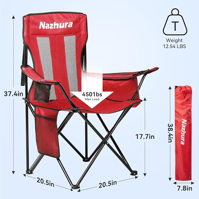 Nazhura 2 Pack Outdoor Camping Chairs Folding/Foldable/Portable - Image 3