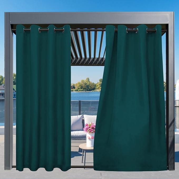 Easy-Going Outdoor Curtains for Patio 1 Panel, 54x120 inch, Teal | Waterproof - Image 3