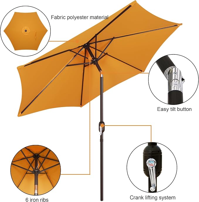 7.5 ft Patio Umbrella, Yard Umbrella, Outdoor Market Umbrella - Image 2