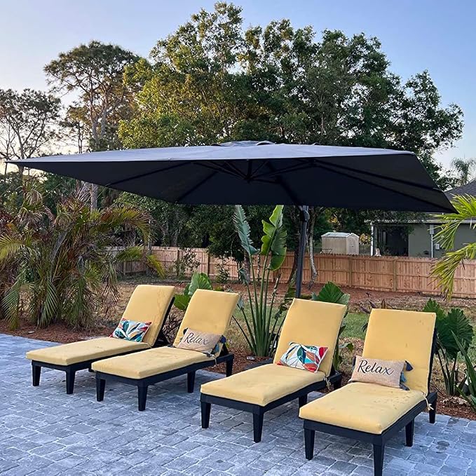 PURPLE LEAF Patio Umbrella 9' x 11.5' Rectangle 360° Rotation Light Grey | More - Image 2