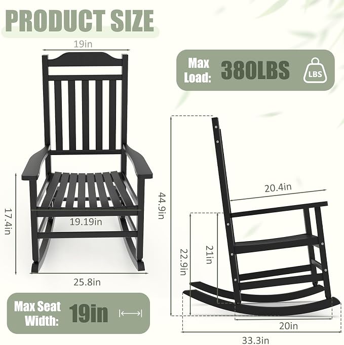 Outdoor Rocking Chair, All Weather Rocking Chair Ergonomic | Sturdy & - Image 2