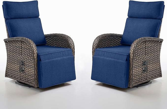 Swivel Outdoor Recliner Chair Set of 2 by Belord