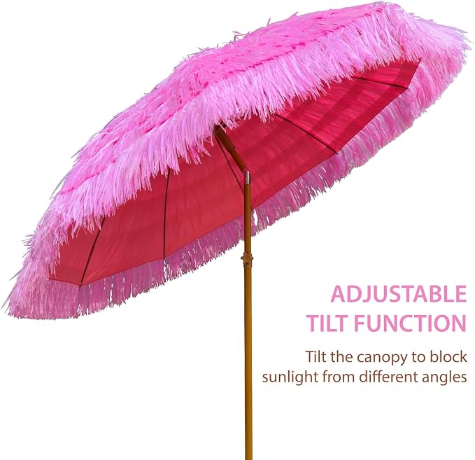 AMMSUN 7.5ft Hula Thatched Hawaiian Tiki Patio Beach Umbrella - Image 2