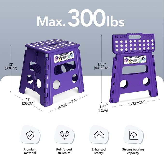 Delxo Folding Step Stool 13 Inch, 300 Lbs Step Stool - Image 2
