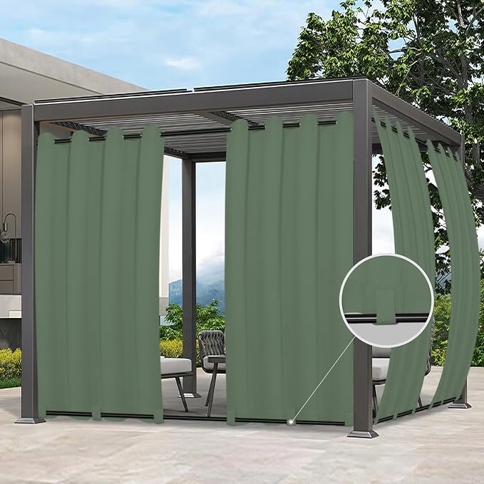 Easy-Going Outdoor Curtains for Patio 1 Panel, 54x96 inch, Sage Green | by Easy-Going