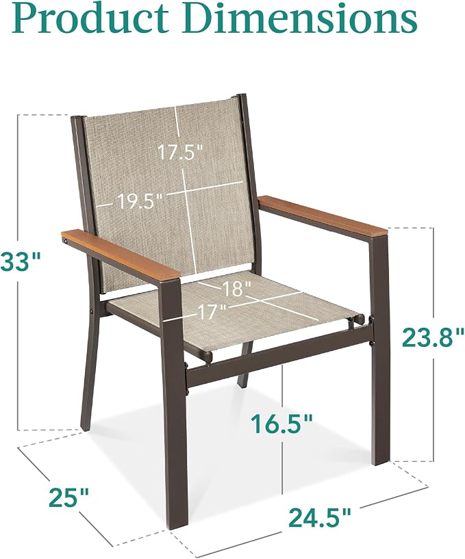 Best Choice Products Set of 2 Stackable Outdoor Textilene Chairs, All-Weather - Image 2