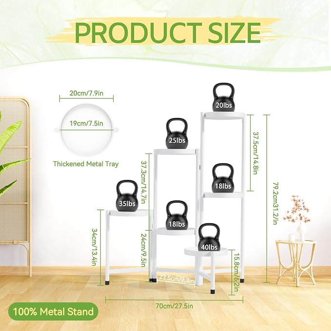 iDavosic.ly Plant Stand Indoor Outdoor, 6 Tier Metal Corner Shelf, Folding - Image 3