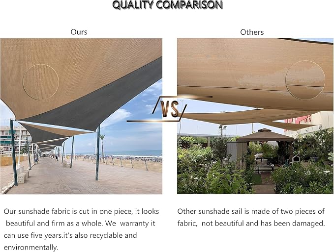 Tronssien Rectangle 12'x12' Sun Shade Sail, 95% UV Blockage Canopy Awning - Image 6