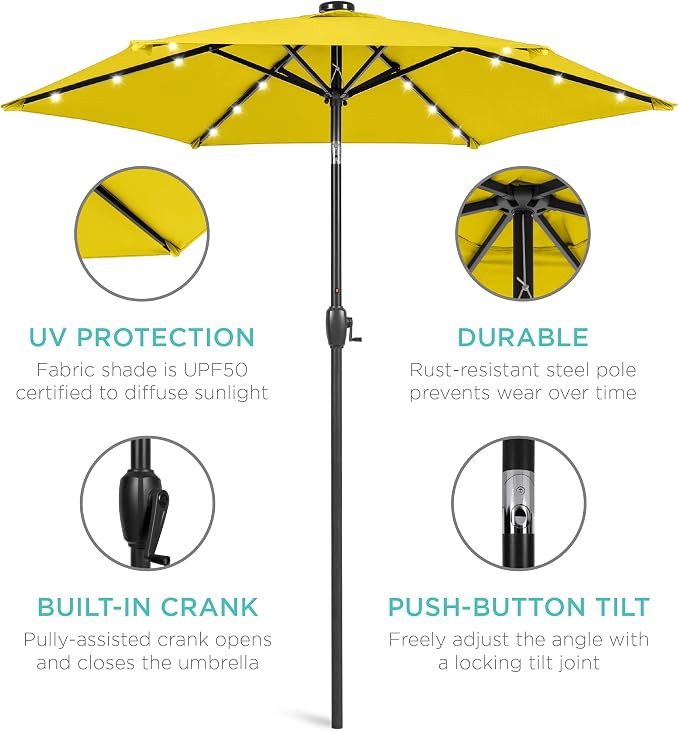 Best Choice Products 7.5ft Solar Umbrella LED Lighted Patio Umbrella, Table - Image 5