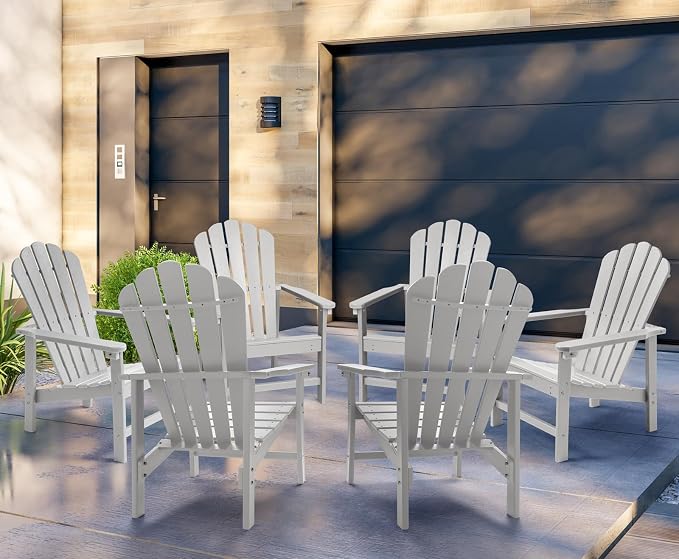 Oversized Stackable Adirondack Chair Set of 6, HDPE Fire Pit Chair | All-Weather - Image 7