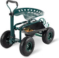 Garden Cart with Workseat Outdoor Gardening Carts with Seat, Heavy Duty Rolling by EnjoytheOutdoors