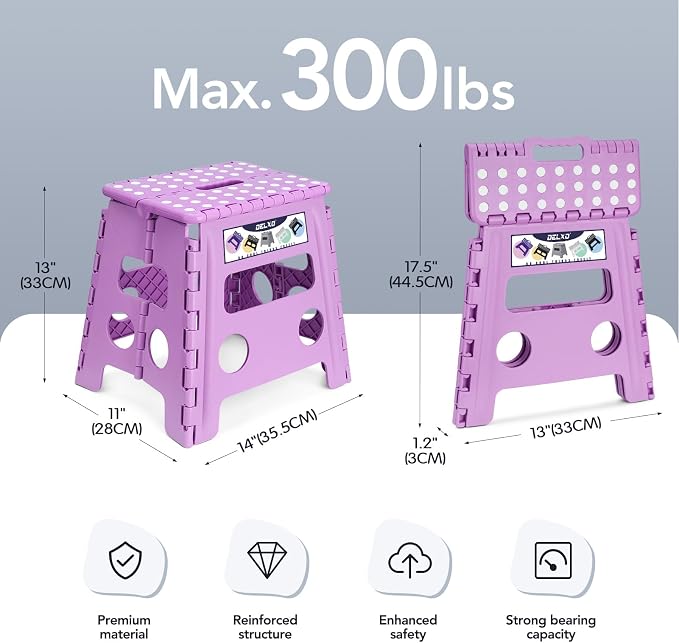 Delxo Folding Step Stool 13 Inch, 300 Lbs Step Stool - Image 2