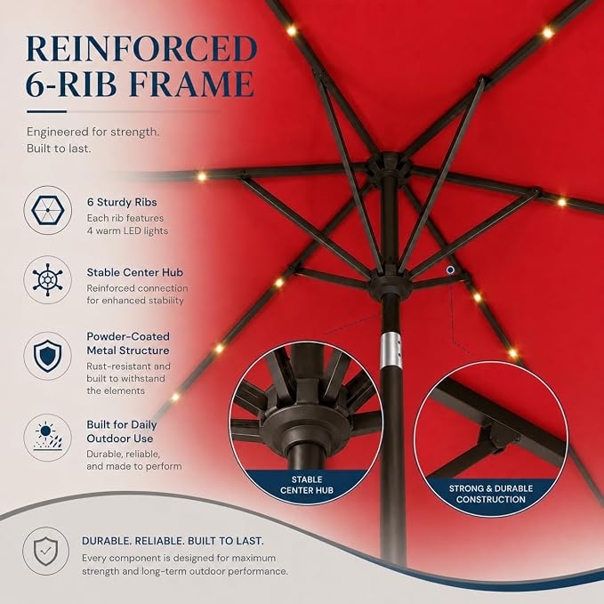 6.5 x 10ft Rectangular Patio Umbrella - Image 4