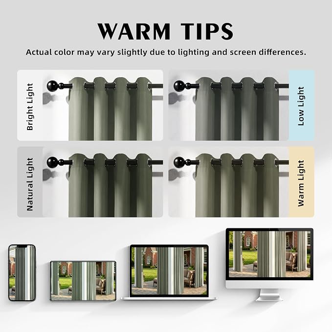 Set of 4 Outdoor Curtains for Patio Waterproof, Breathable Grommet Panels for - Image 5