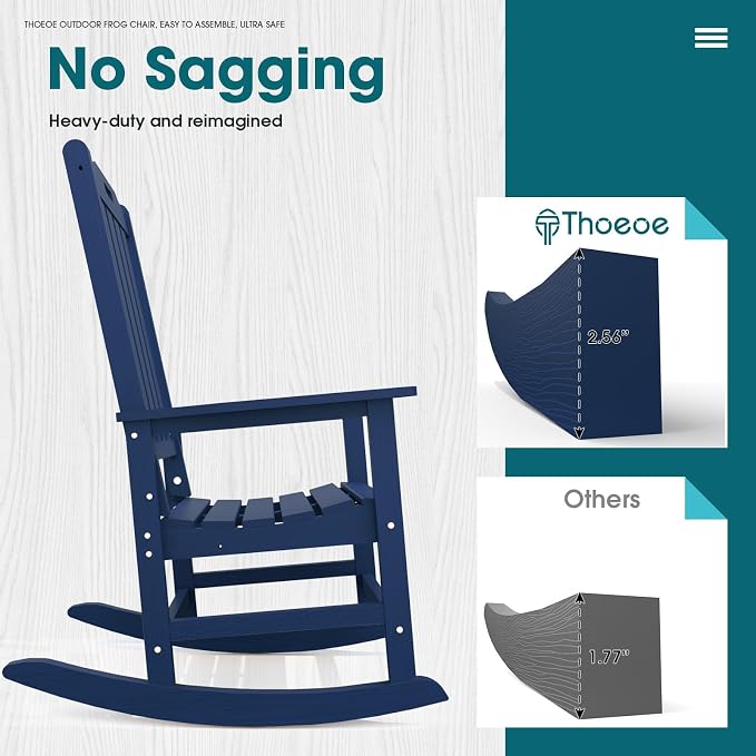 THOEOE Outdoor Rocking Chairs Set of 4, Oversized Patio Rocking Chair | HDPE - Image 6
