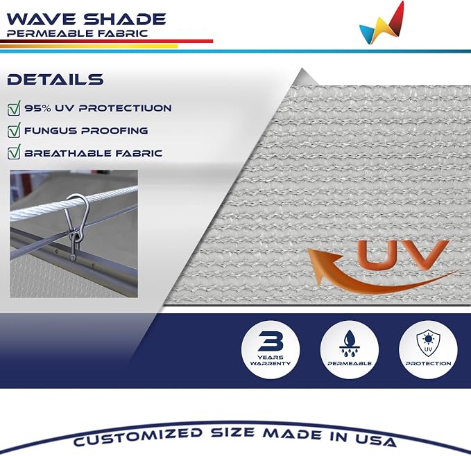 Windscreen4less 7' x 13' Retractable Sun Shade Canopy Cover Sliding Wave Shade - Image 3