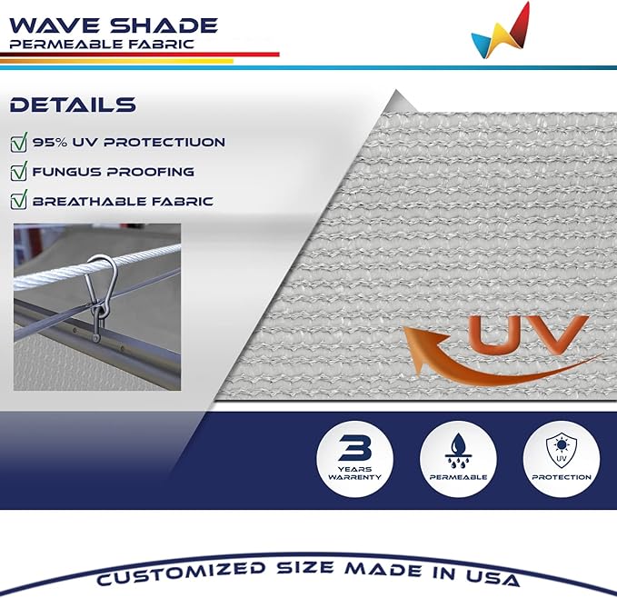 Windscreen4less 4' x 28' Retractable Sun Shade Canopy Cover Sliding Wave Shade - Image 3