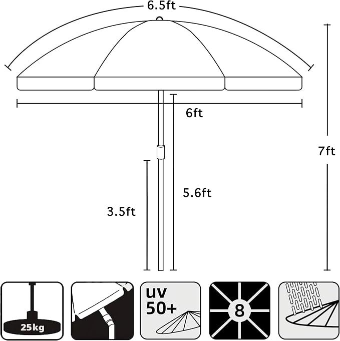 AMMSUN Patio Umbrella, 6.5 ft Outdoor Table Umbrella - Image 6