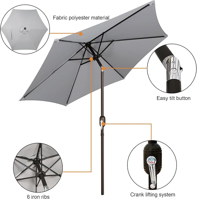 7.5 ft Patio Umbrella, Yard Umbrella, Outdoor Market Umbrella - Image 2