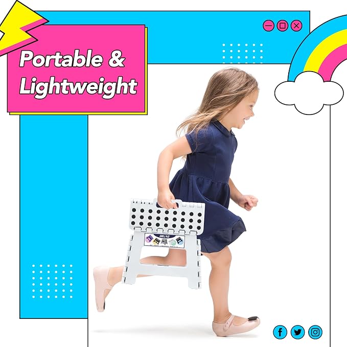 Delxo 9 Inch Kids Step Stool, 300 Lbs Folding Step Stool - Image 6