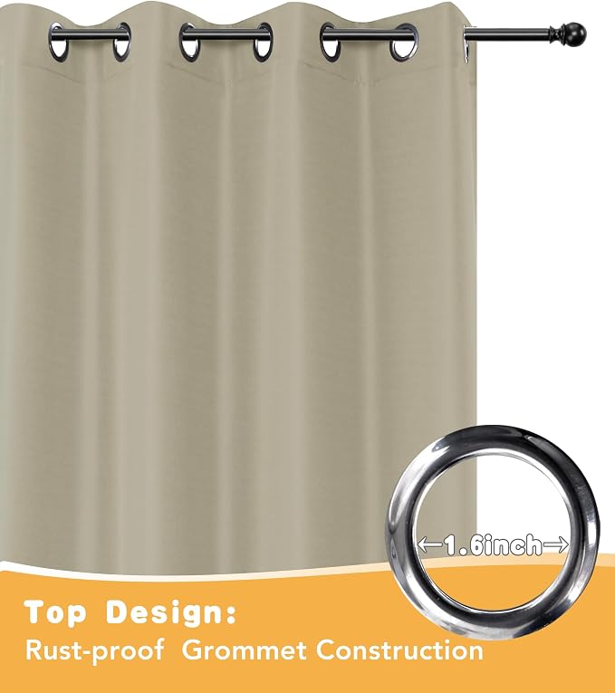 HolidayIdeas Outdoor Curtains for Patio Waterproof 2 Pcs 84x84 Inch Taupe | - Image 4